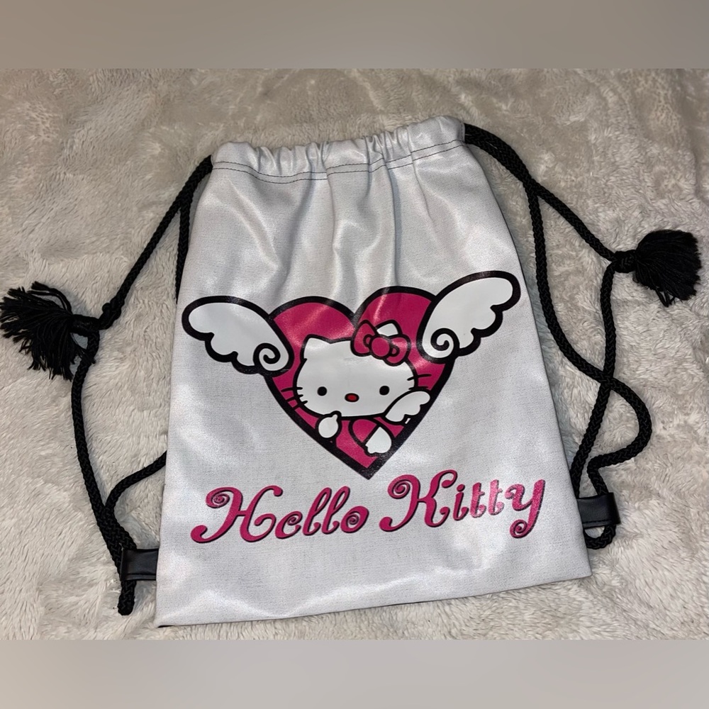 Hello Kitty Drawstring Bag faux leather black/pink/white